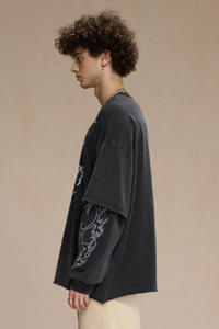 Men's Cotton Retro Faux Two-piece Pullover