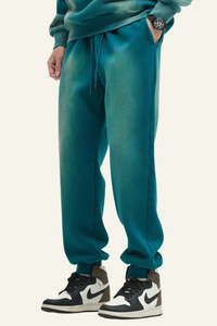 Men's  Streetwear Washed Fleece-Lined Gradient Cuffed Pants