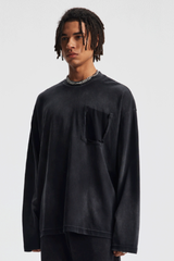 Men's Cotton Gradient Distressed Long Sleeves T-shirt