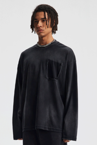 Men's Cotton Gradient Distressed Long Sleeves T-shirt