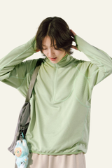 Women's  Lightweught Half-zipper Stand-collar Pullover