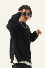 Men's Streetwear Side-Seamed Fleece-lined Pullover