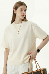 Women's 305g Cotton Colorblock Knit Boxy Crewneck Tee