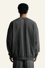 Men's Streetwear Washed Patchwork Pullover