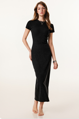 Women's Summer 275g Washed Slim Bodycon Slit Dress