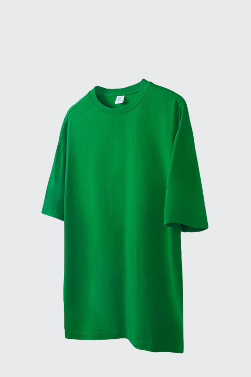 Men's Spring Summer 200g Cotton Solid Crewneck Oversized Tee