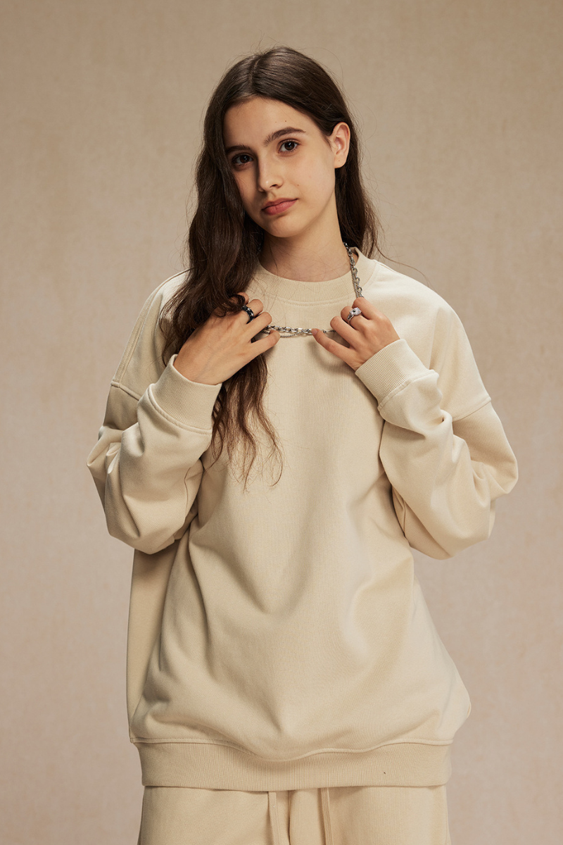 Women's Streetwear Relaxed Drop-Shoulder Solid Pullover
