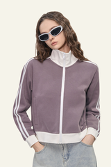 Women's Streetwear Vintage Stand-Collar Side-Striped Jacket