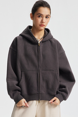 Women's Streetwear Two-Way Zipper Hooded Jacket
