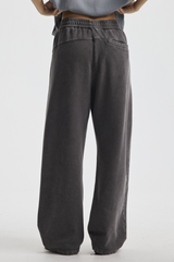 Men's Cotton Streetwear Washed Worn-Out Curved-Blade Pants