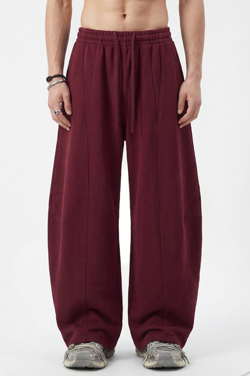 Men's Spring 390g Patchwork Pleated Curved Wide Pants