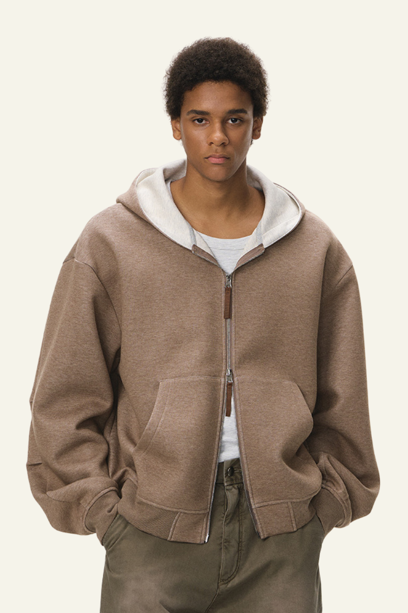 Men's Streetwear Double-Sided Zip Hooded Jacket