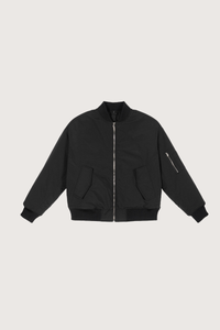 Men's Cropped Minimalist Solid-Color Bomber Jacket
