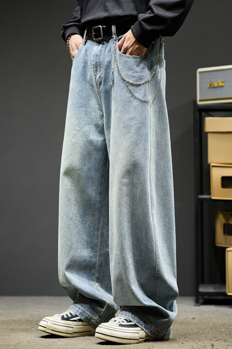 Men's Spring Summer Washed Loose Wide Leg Cargo Pants