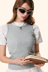 Women's Spring Summer Ribbed Crewneck Solid Tank Top