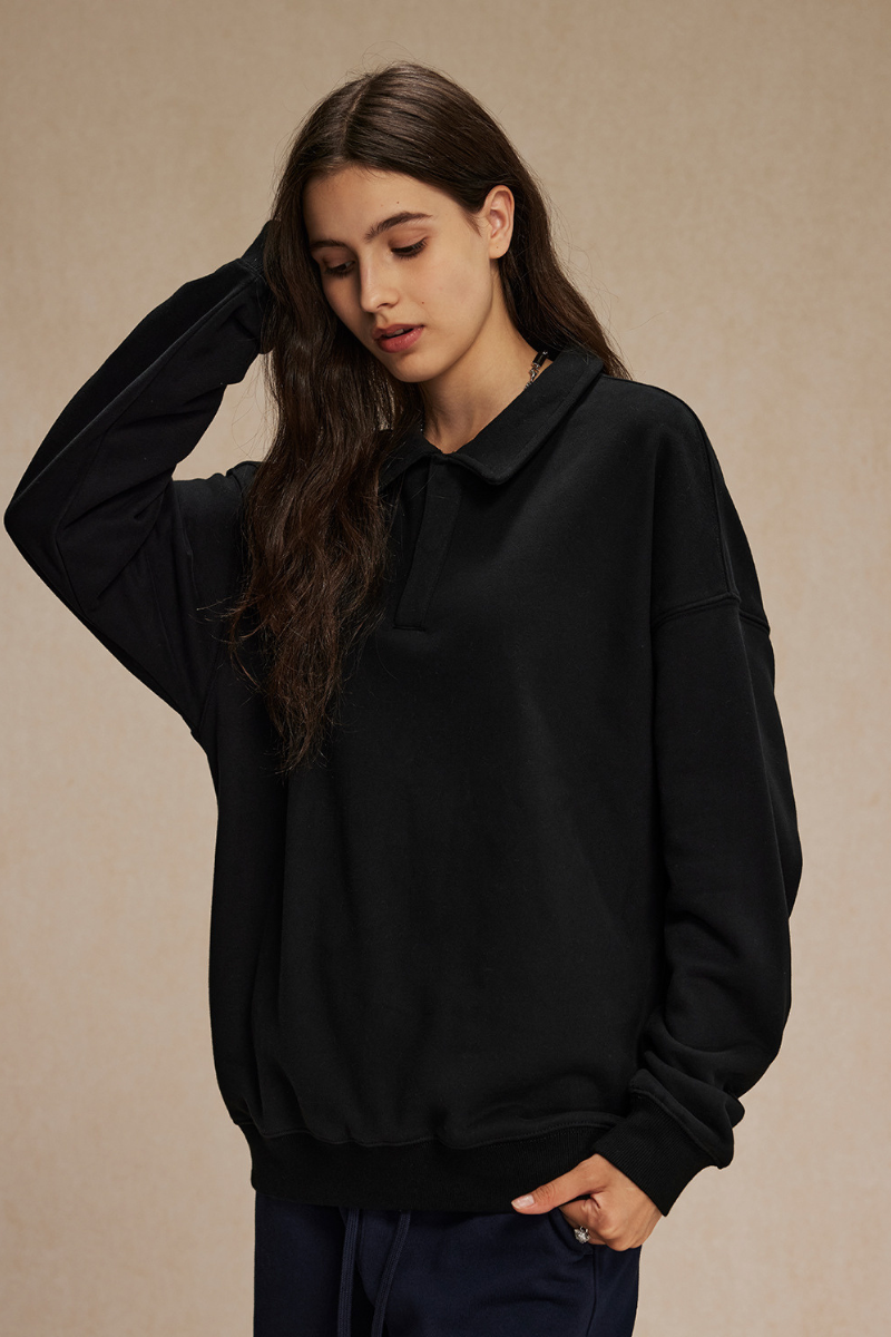 Women's Streetwear Polo Collar  Sweatshirt