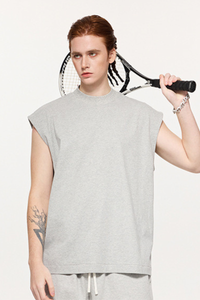 Men's Summer 230g Cotton High Neck Loose Tank