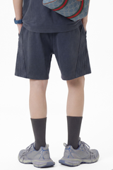 Men's 330g Cotton Washed Elastic Raw Stripe Webbing Shorts