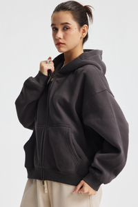 Women's Streetwear Two-Way Zipper Hooded Jacket