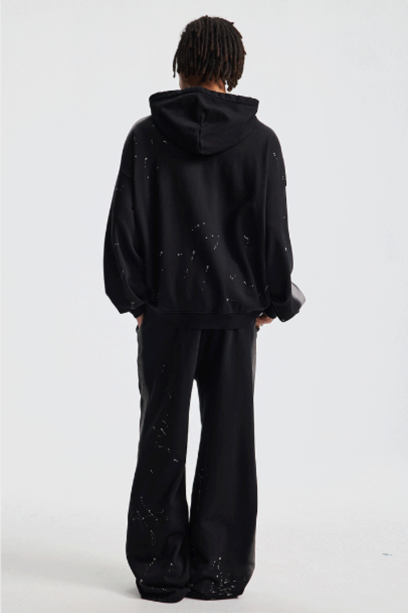 Men/Women's Unisex 430g Spray Washed Zipper Hoodie Set