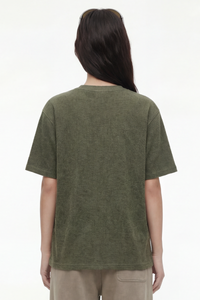 Women's Streetwear Washed Henley Collar Distressed T-shirt