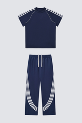 Comfortable short-sleeved shirt and wide-leg pants set