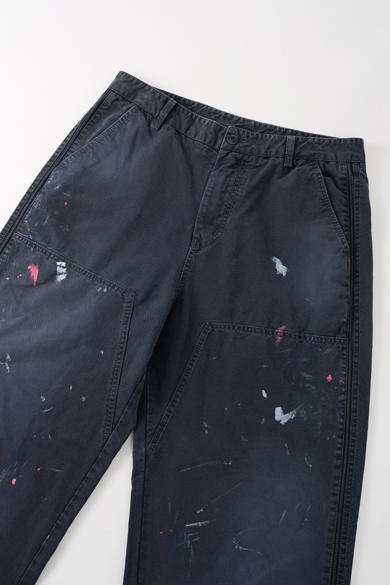 Men's Cotton Vitage Hand-painted Washed Wide Leg Pants