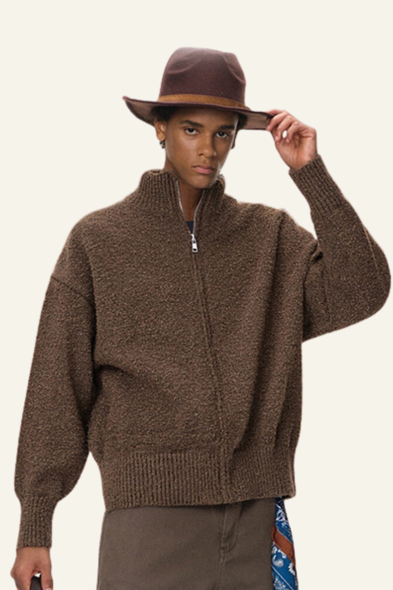 Men's Streetwear Old Money Stand-collar Sweater Jacket