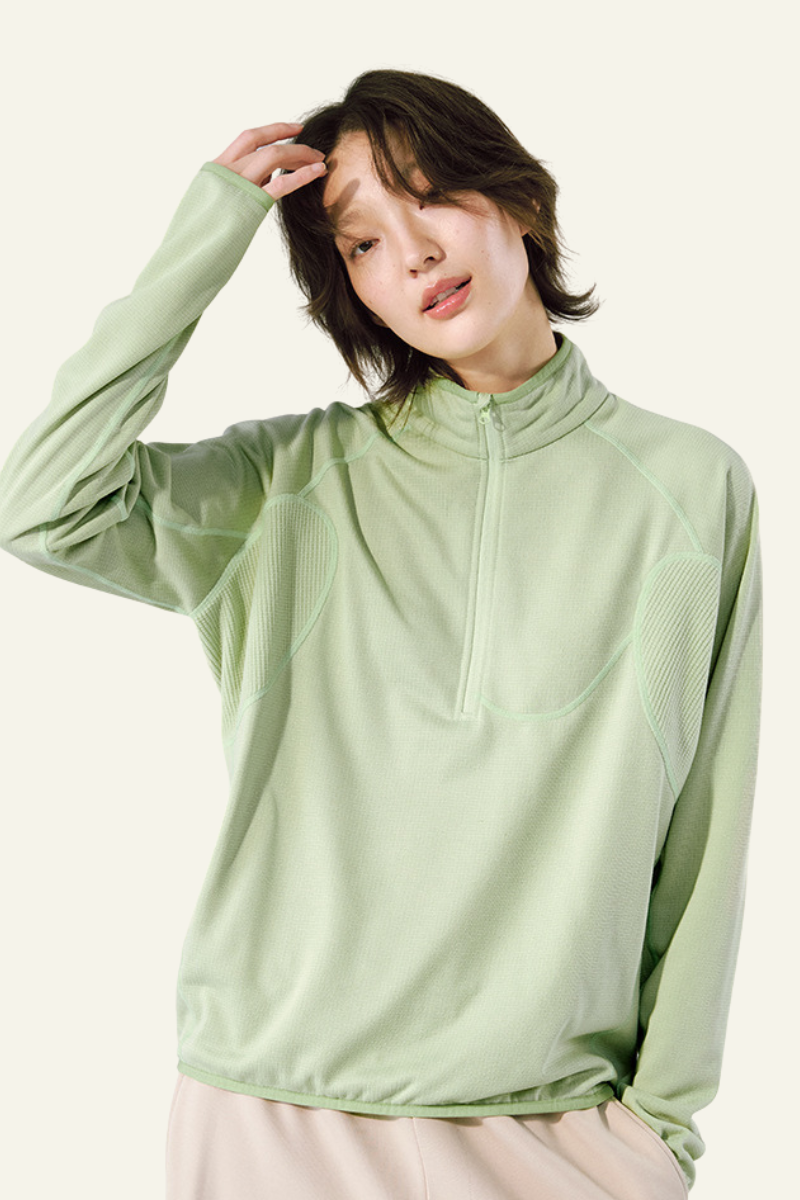 Women's  Lightweught Half-zipper Stand-collar Pullover