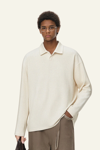 Men's Waffle-patterned Polo Collar Sweatshirts