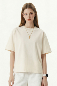 Women's 305g Cotton Colorblock Knit Boxy Crewneck Tee