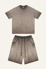 Men's Vintag Washed Cotton Set: Relaxed T-shirt And Short
