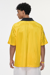Men's Polyester Loose Fit V-Neck Patch Stripe Tee