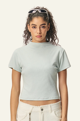 Women's Streetwear  High-neck Slim  Dopamine  T-shirt