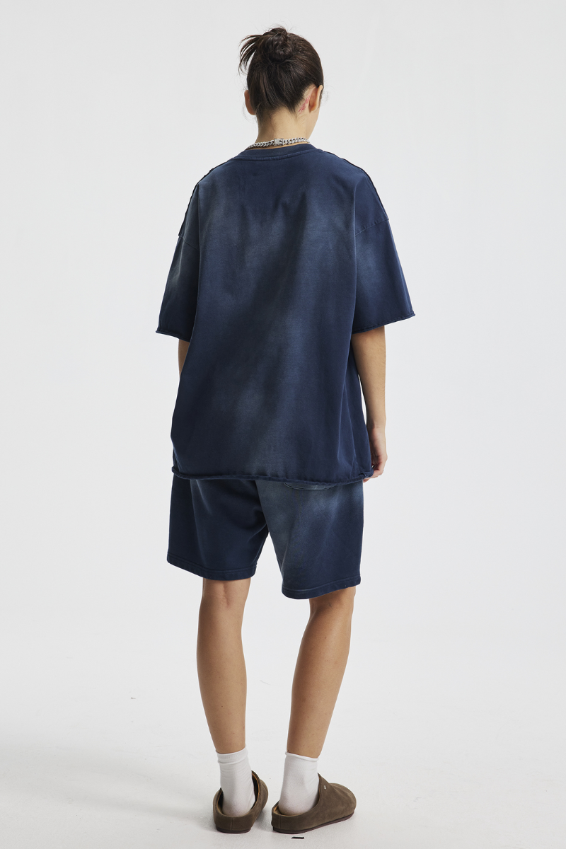 Women's Cotton Gradient Set: Loose-fitting T-shirt And Short