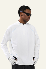 Men's Streetwear Stand Collar Half Zipper Long-Sleeve T-shirt