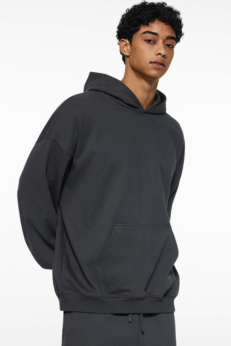 Men's Fall Winter 430g Terry Solid Loose DropShoulder Hoodie
