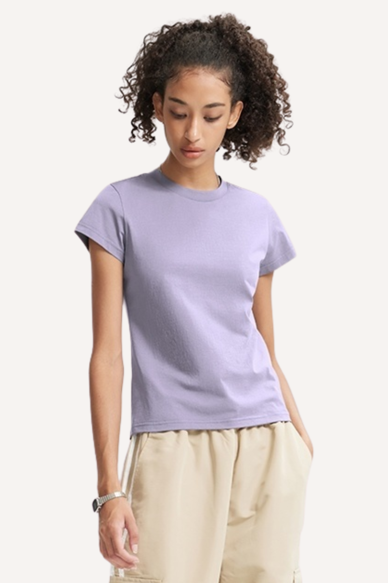Women's Spring Summer Polyester Solid Crewneck Quick Dry Tee