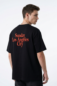 Men's Colorblock Double Collar Letter Print Oversized Tee