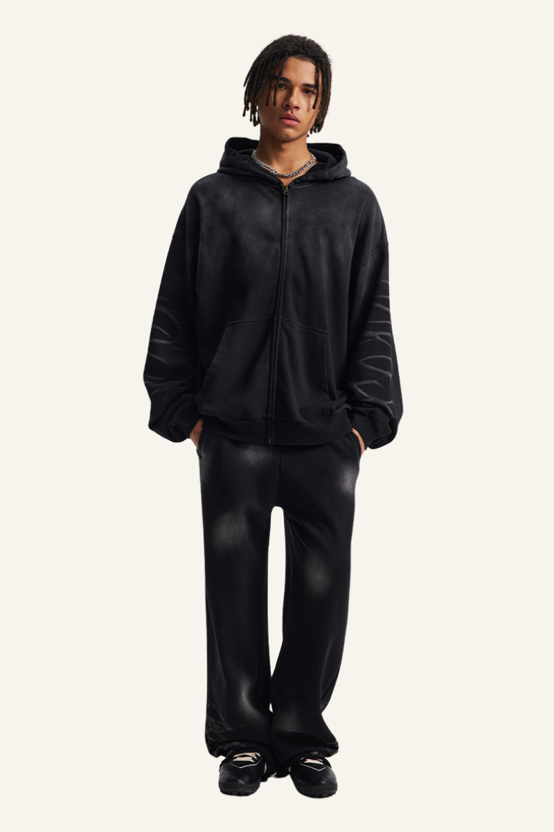 Men's Streetwear Cotton Set:Hooded Jacket And Sweatpants