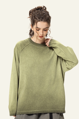 Women's Streetwear Washed Cotton Long-Sleeved T-shirt.