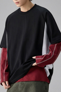 Men's Summer Half Raglan Sleeve side colorblock Cooling Tee