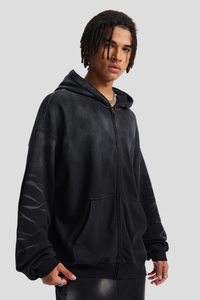 Men's Cotton Streetwear Gradient Hooded Jacket
