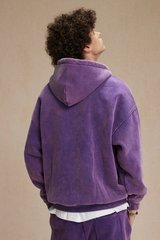 Men's Streetwear Wax-Dyed Vintage Solid Hooded Jacket