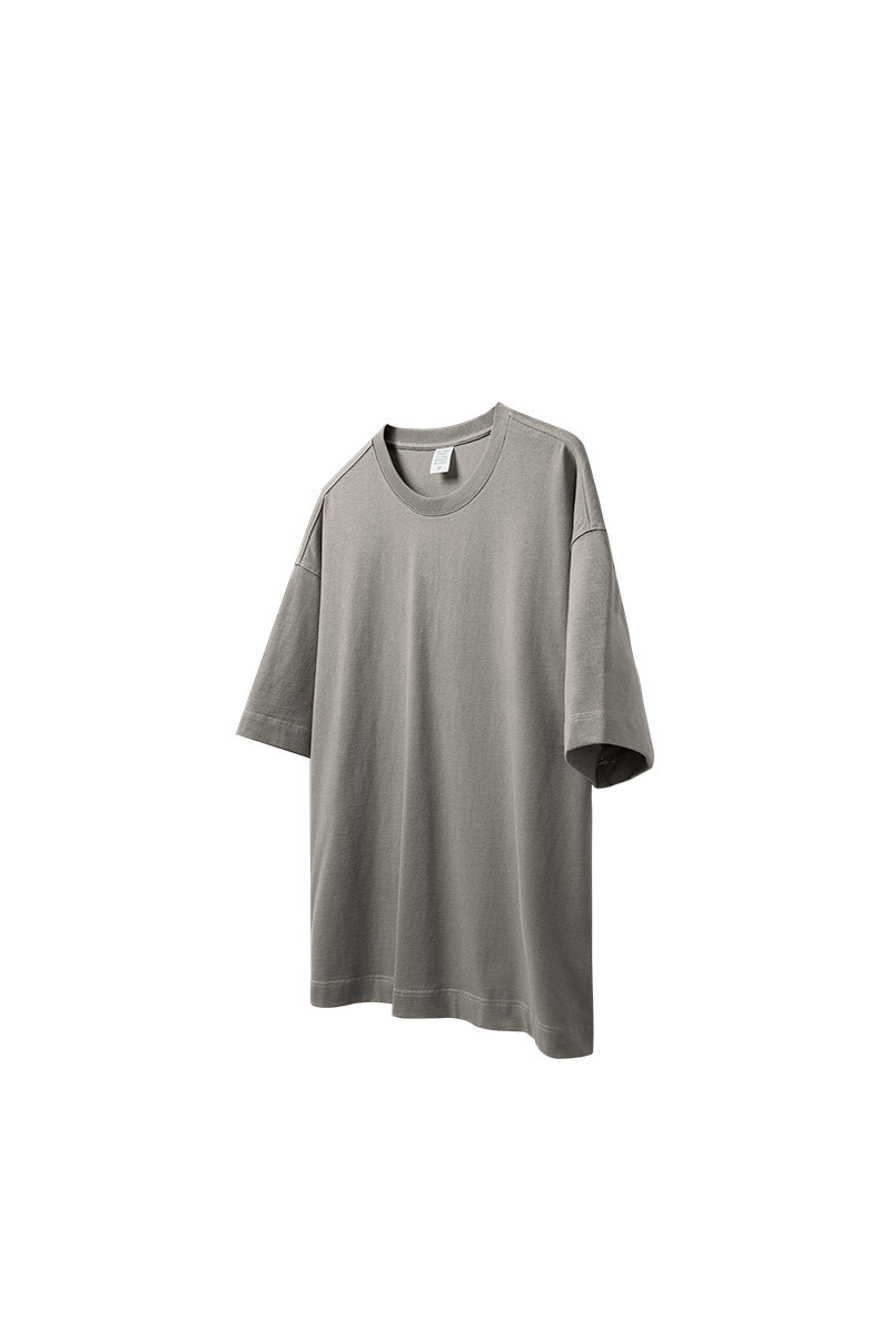Unisex Spring Summer 265g Cotton Solid Crewneck Couple Tee