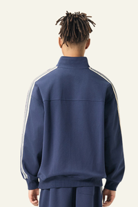 Men's Streetwear Striped Full Zipperl Athletic Jacket.