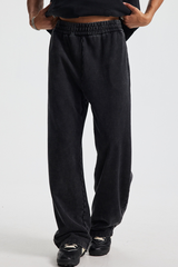 Men's Cotton Streetwear Washed Worn-Out Curved-Blade Pants