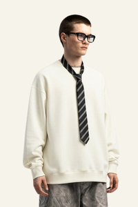 Men's Drop Shoulder Fleece Lined Solid Sweatshirt.