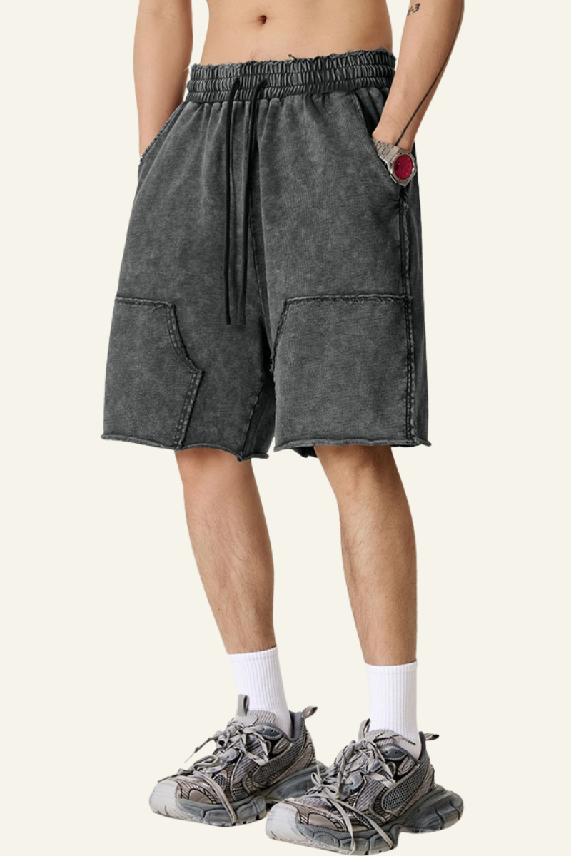 Men's Cotton Streetwear Vintage Tie-Dye Patchwork Shorts