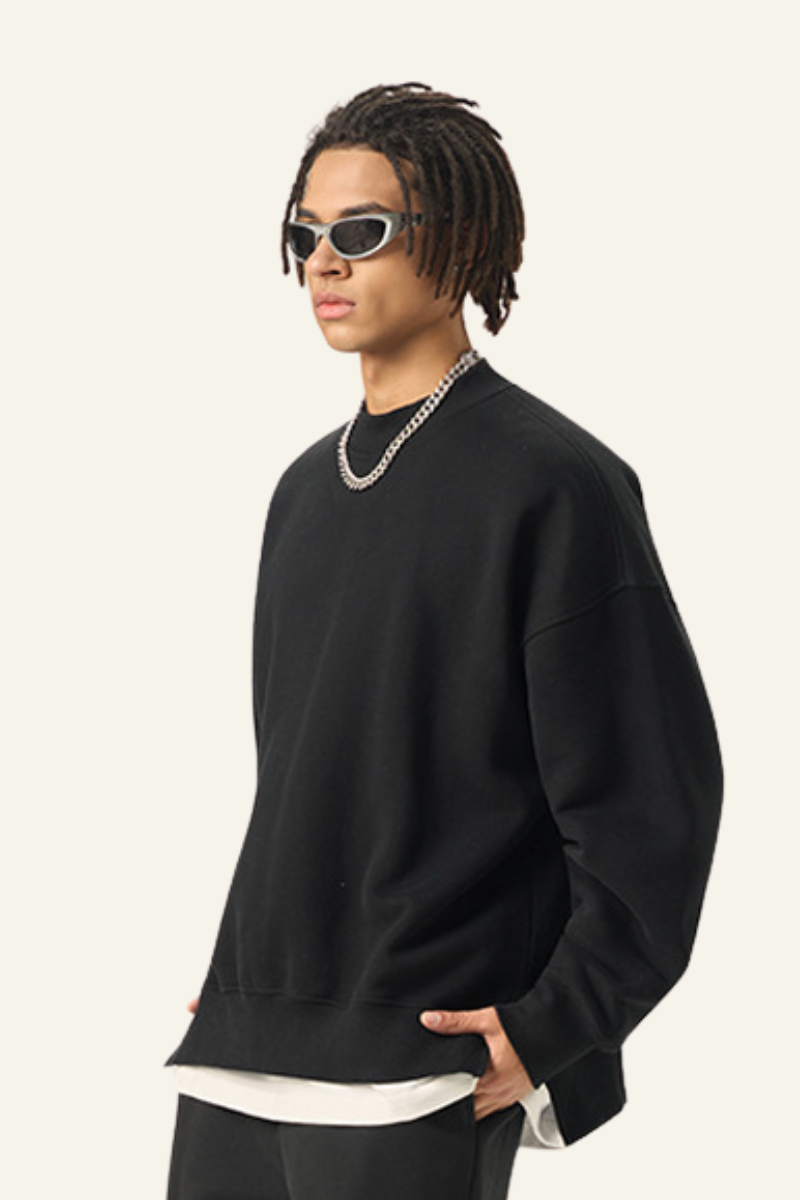 Men's Streetwear Side-Seamed Fleece-lined Pullover